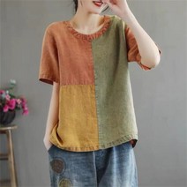 PIka여름 여성 반팔티 라운드넥 티셔츠 루즈핏 빅사이즈