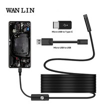 CCTV 내시경 카메라7mm5.5mm 3 in 1 usb ip67 방수 6 led 내시경 검사 windows macbook pc android 21.51m type-c, 1m, 5.5mm 렌즈 type-c