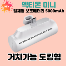 엑티몬 일체형 미니 보조배터리 C타입 8핀 5000mAh 거치 포켓 + 방수팩, 엑티몬 일반 C타입