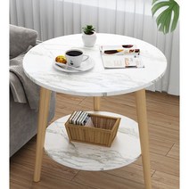 jMall 쇼파 침대 사이드 원형 티 테이블 베드 트레이, 마블