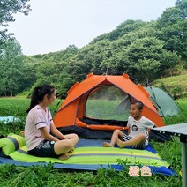 Tamina 캠핑 텐트 야외 2-3-4인 전자동 텐트 속개 자외선 차단 캠핑 텐트, 오렌지-투톤