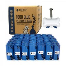 GORILLA SUPPLY 누수 방지 내구성 강력 무향 EPI 기술 BPA free 강아지 배변 봉투 똥츄 풉백 1000개, Blue
