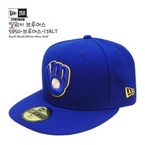 뉴에라 [슈즈네][정품] MLB 어센틱 밀워키 브루어스 얼트 야구모자 사이즈캡 59FIFTY 메이저리그 선수모자 미국직배송