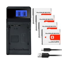 배터리호환 소니 사이버 샷 DSCW100 DSCWX1 DSCH50 DSCH55 DSCH3 DSCH7 DSCH9 H10 H20 용 NPBG1 1400mAh NP BG1 FG1, 08 1Charger 4Battery, 1Charger 4Battery, 1개