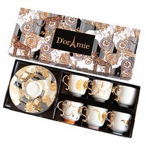 명품 커피잔세트 6종 + 받침 6종 세트, 6인조 세트
