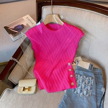 BM 골드 버튼 니트 핫핑크 비비드 컬러 ~4XL까지