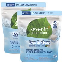 Seventh Generation Laundry Detergent Packs 세븐제네레이션 런드리 디터젼트 팩 45개입 31.7oz(900g), 2팩, 1개
