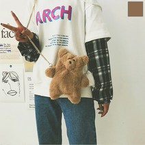 우리스타일 귀여운 아기곰 곰 캐릭터 동물 털 인형 미니 카드 휴대폰 핸드폰 지갑 인싸 가을 겨울 백 크로스백