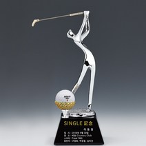 T073 _ 홀인원 싱글 알바트로스 골프 트로피 기념패 상패 싸이클버디 사이클버디 이븐파 이븐 언더파 언더 라베 크리스탈 주석 청동 크리스탈컵, 크롬도금 골퍼