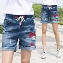 동대문스타일 여자 청반바지 S~XL 빈티지 4부 스판 밴딩반바지 여름반바지