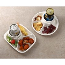 화이트 나눔 접시 식판 피크닉 야구장 캠핑 혼술 아이간식 홈파티 식판 3type 이케아, 사각