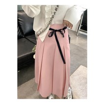 A라인 미미 스타일 베이지색 프레피룩 백예린 금수저 연우 하입보이 옷 핀턱 주름 플리츠 롱 스커트 하이엔드 아이브