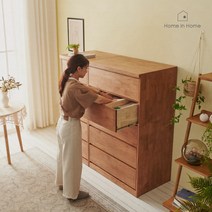 홈인홈 메가 칸칸이 원목 서랍장 5단 900_G01, 내추럴_G01