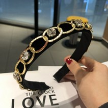 벨벳 골드프레임 큐빅 헤어밴드 반다나 명품 머리띠