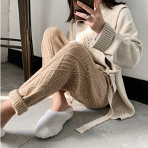 모노모어 다이아 꽈배기 도톰 니트바지 유행템 조거니트팬츠