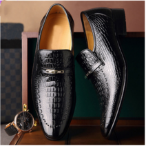 ANYOU 남성용 수제 악어무늬 소가죽 구두