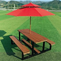 미엔우드 백년테이블 국산 철재 야외 테이블 세트 원목 철제 평상 벤치 야외용 탁자 파라솔 로스타 바베큐 4인 무도색, 백년테이블 바베큐[그릴포함], 4인용 [1200mm]