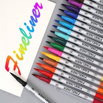 fineliner 듀얼 팁 브러시 마크 펜 영구 아크릴 페인트 마커 패브릭 캔버스 아트 락 페인팅 카드 금속 만들기, 24 개