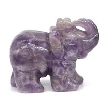 코끼리 조각 장식품 동상 천연 보석 크리스탈 손으로 치유 돌 석영 동물 입상 홈 156, 자수정