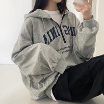 [힙덮는/오버핏] 꾸안꾸 정석 남녀공용 아방핏 레터링 반집업 아노락 후드티 3color]버지니아후드