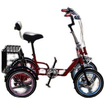 성인용 네발 자전거 16인치 장사 강아지 노인 마실용, 빨간색16인치4륜디스크브레이크