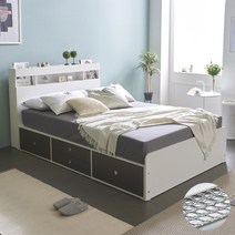 가이온 아윈 높은헤드서랍 침대 D+본넬매트, 네이비메이플