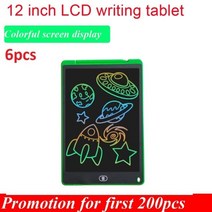 전자칠판 6pcs 12 인치 스마트 쓰기 그리기 태블릿 lcd 쓰기 태블릿 디지털 그래픽 태블릿 전자 필기 패드 펜 9, 1-6pcs 다채로운 화면