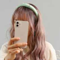 [엔젤슈슈] 새틴 진주 볼륨 헤어밴드 민트 머리띠1_19