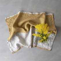 바보사랑 리노에리나 투톤 리투아니아 린넨 키친크로스 겸 테이블매트 옐로우.무드앙코르, 다크그레이