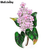 브로치핀 리본 진주 정장 꽃 브로치 Wuli & baby 에나멜 라일락 플라워 뷰티 스프링 4 색 정향 파티 오피스 핀 선물, pink