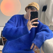 남자파란색니트 코발트블루 남자앙고라니트