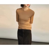 여성 봄 여름 니트 반팔 티