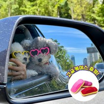 [고글+케이스] 소형견 강아지 드라이브 하트 고글 UV차단 눈보호 선글라스 안경, 블랙+고글케이스