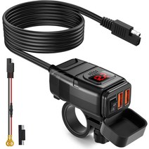 오토바이 USB 충전기 / 6.8A 빠른 충전 3.0 듀얼 전화 전압계 스위치 방수, 기본