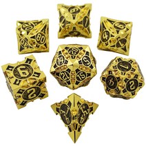 메탈 주사위 COC 런닝 그룹 보드게임 DND 드래곤과 던전 다면체 TRPG 크툴루 D20 세트, 모조 골드 블랙