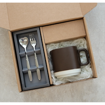 티스푼/포크 2p + 머그 세트 완포장 (결혼식 개업 돌잔치 조문 승진 퇴사 생일 프리미엄 돌답례품), 1) 마카롱머그 (10개 미만 구매 불가), 3) 허니 실버 티스푼 포크, 20-39개 구매시 선택하세요 (+500)