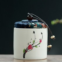 빈티지 다기 그릇장 엔틱 다구 찬장 스토리지 냄비 차 주전자 세라믹 레트로 중국어 작은 Pu'er 꽃 포, 03 3