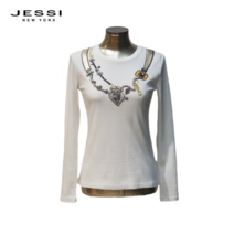 제시뉴욕 진주 자수 비즈 티셔츠 (JA95NSTZ645S-아이보리 블랙)