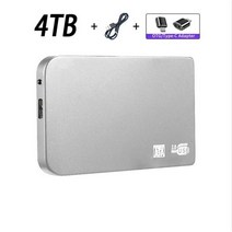 외장하드 SSD 메모리카드 1TB 휴대용 Ssd 500GB 대용량 저장 외장 솔리드 스테이트 디스크 유형-C 노트북/P, 24 4TB Silver, 한개옵션1