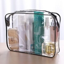 비닐 투명 지퍼 파우치 사각 방수 여행 소품 블랙대