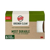 Scotch-Brite Greener 깨끗한 긁힘 방지 스크럽 스폰지 주방용 스폰지 우수한 성능 및 지속 가능한 재료로 제작 97036-UG 스크럽 스폰지 6개/팩