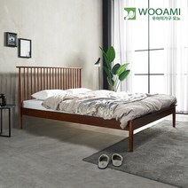 우아미가구 모노 헤베아 원목 퀸 침대+독립7존매트 FC5015, 내추럴