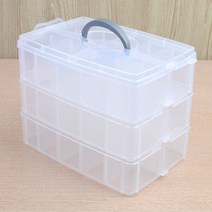 액세서리 화장품 소품 3단 칸칸 멀티박스 수납정리함 중형, 색상, 투명