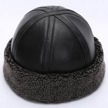 리얼 가죽 노인 모자 남 양가죽 보온 중노층 돔형 면