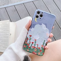 케이스오프 블루 밤하늘 플라워 유화 아이폰카메라보호케이스 휴대폰 케이스