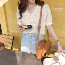 라가니니 땡땡이 블라우스 반팔 여성블라우스 봄 여름 블라우스 흰색 검정색 셔츠 여자