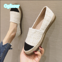 Ogfaour 어부화 플랫 통굽 모직 크로커다일 슬립온 한 발에 로퍼 A23040702