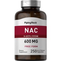 나우푸드 nac 영양제 NACC nacl Piping Rock NAC 보충제 N-아세틸 시스테인 600mg 250 캡슐 자유 형식 비 GMO 글루텐 프리