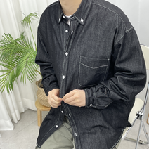 바이건 오버핏 스티치 데님 셔츠