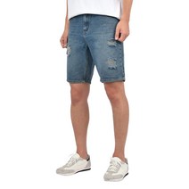 핫코드 남성용 여름 미디엄 인디고 찢어진 청 반바지
